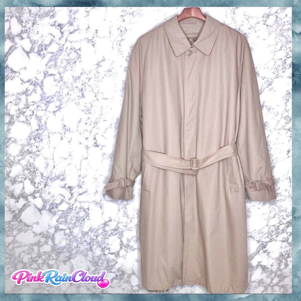London Fog Vintage Men’s Tan Belted Trench Coat With Detachable Liner Size 42R - Picture 3 of 15